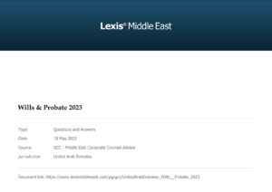 UAE Wills & Probate 2023 Lexis Nexis Q&A