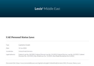 A Legal Comparative of the UAE Personal Status Laws