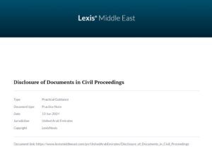 Disclosure of Documents in UAE Civil Proceedings