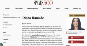 Diana Hamade, Top Recommended Family Lawyer, Spear’s 500